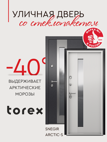 Изображение товара Дверь входная металлическая со стеклопакетом Torex Норден Кантри 950*2050, правая, терморазрыв
