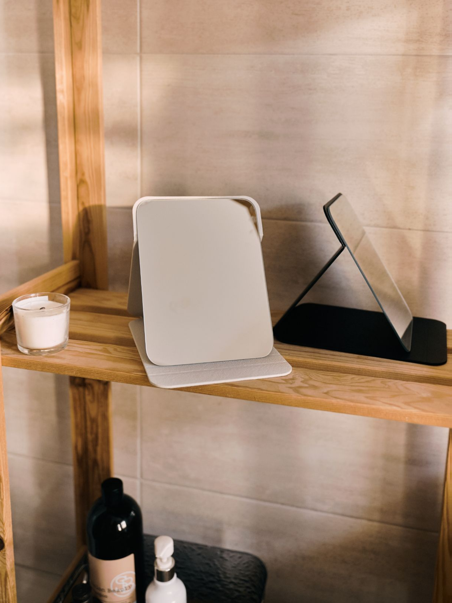 Зеркало для макияжа настольное, складное, белое, МДФ, 20х15 см — фото 1