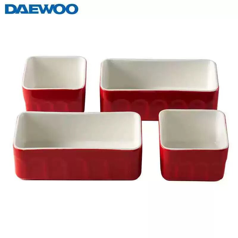 Комплект квадратных керамических мисок 4 шт. для пароварки Daewoo, оригинальная запасная часть