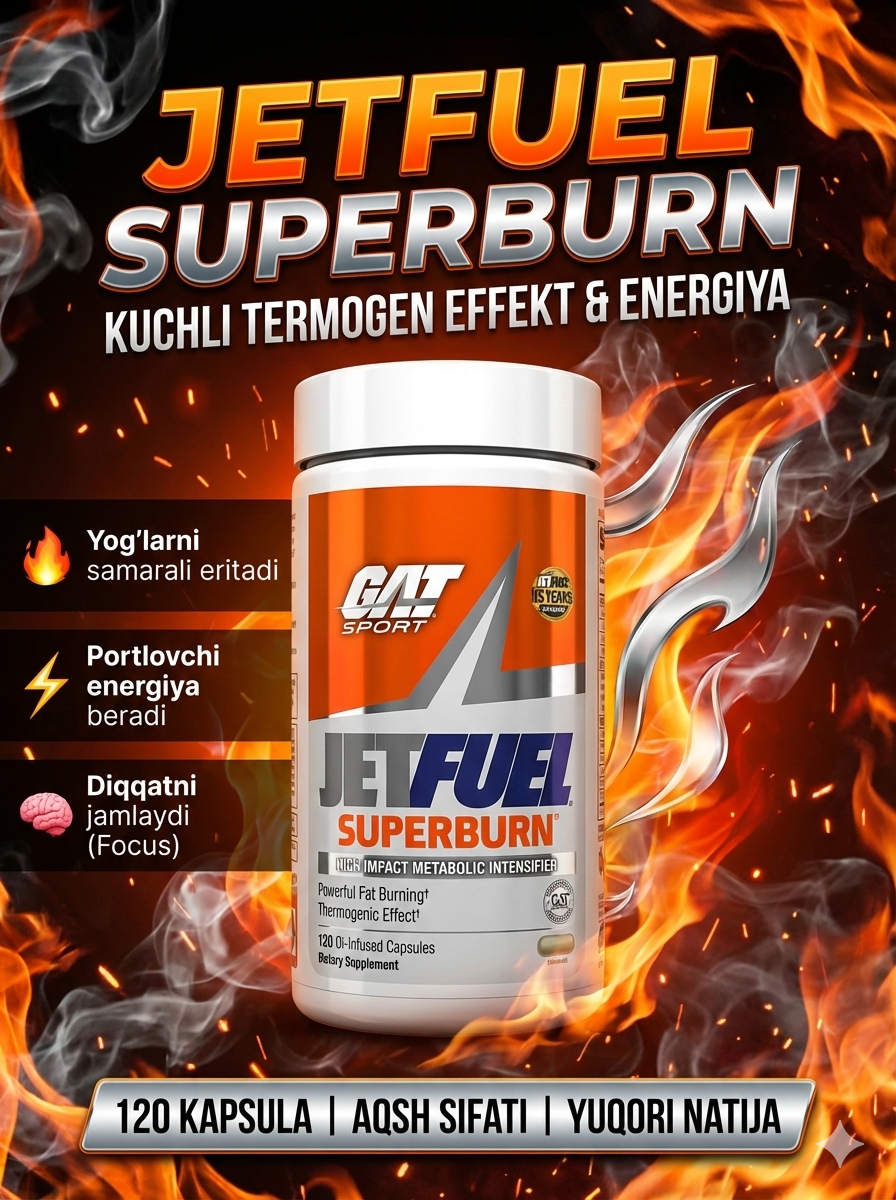 GAT JetFuel SuperBurn 120 капсул — Жиросжигатель для Энергии и Поддержки Метаболизма