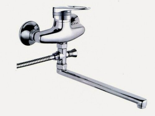 Изображение товара Смеситель для ванны с аксессуарами Ledeme L2156, латунь, поворотный излив, хром, кнопочный дивертор