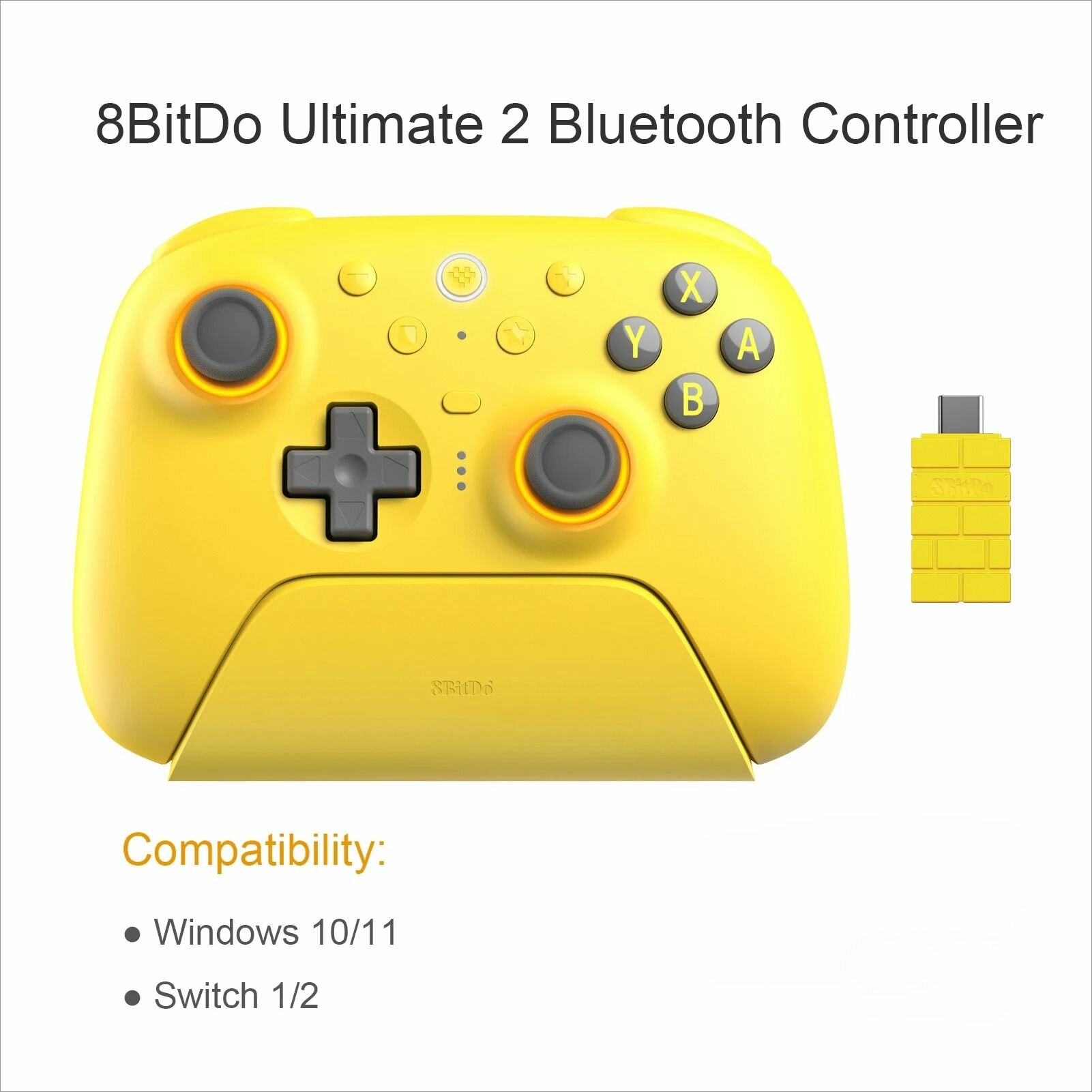 8BitDo Ultimate 2 Игровой контроллер Bluetooth, геймпад с джойстиками TMR и триггерами эффекта Холла для Nintendo Switch 2, ПК, Windows