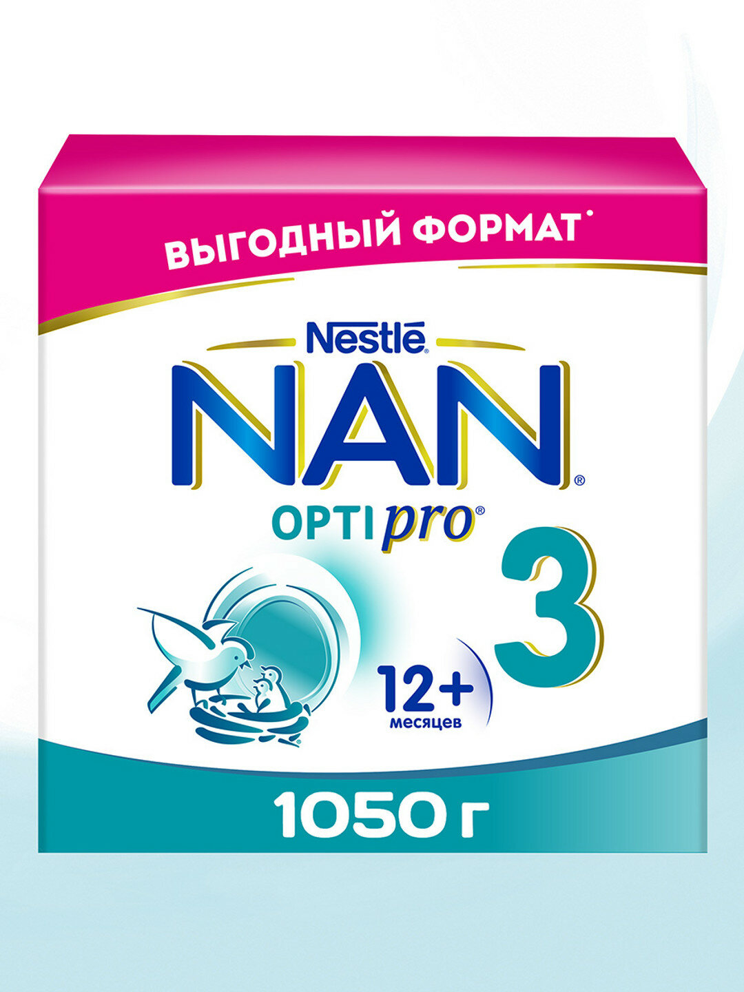 Напиток молочный сухой быстрорастворимый NAN 3 Optipro с олигосахаридами 2'FL, с 12 мес, 1050г