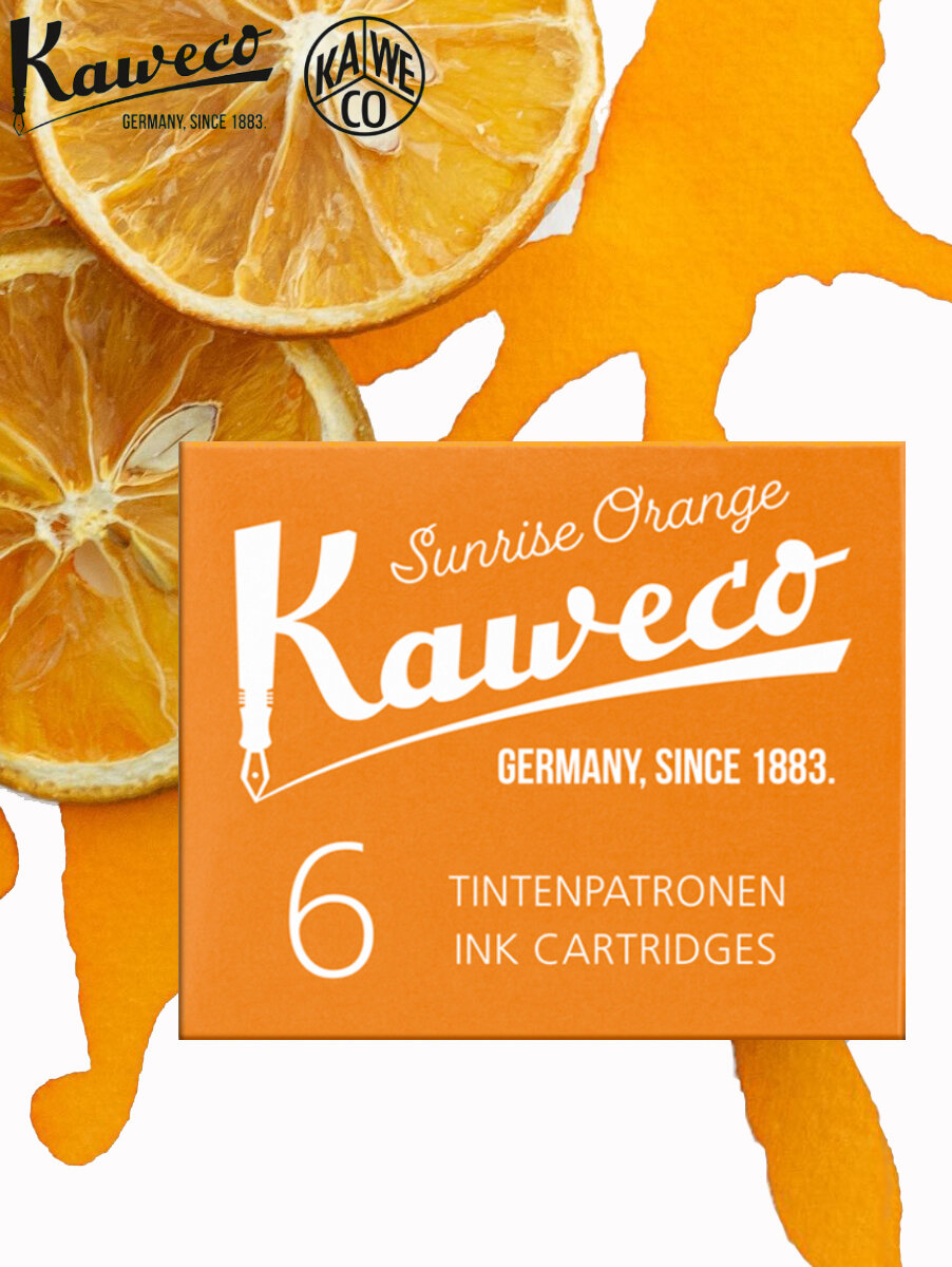 Набор картриджей для перьевой ручки KAWECO Sunrise Orange 6 шт. в картонной упаковке