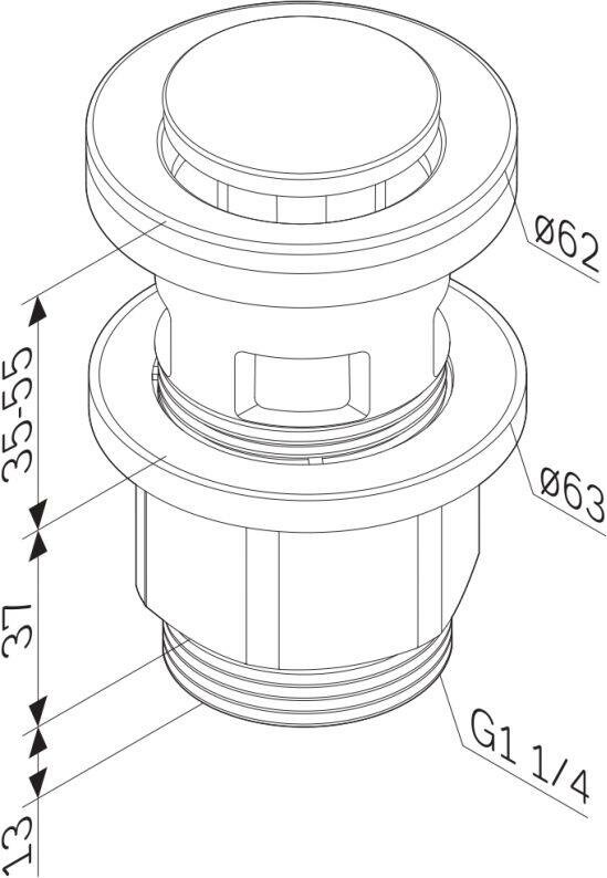 Донный клапан, нажимной, хром — фото 1