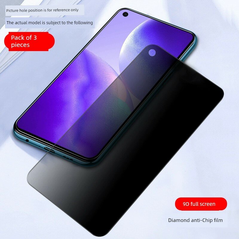 OPPO Reno5 5G 9D Full-Screen Diamond Privacy Screen Protector, 3 Pieces - Anti-Spy & Crystal Clear