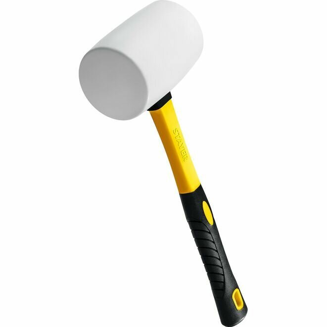 Киянка резиновая белая с фиберглассовой ручкой STAYER 900 г, Professional
