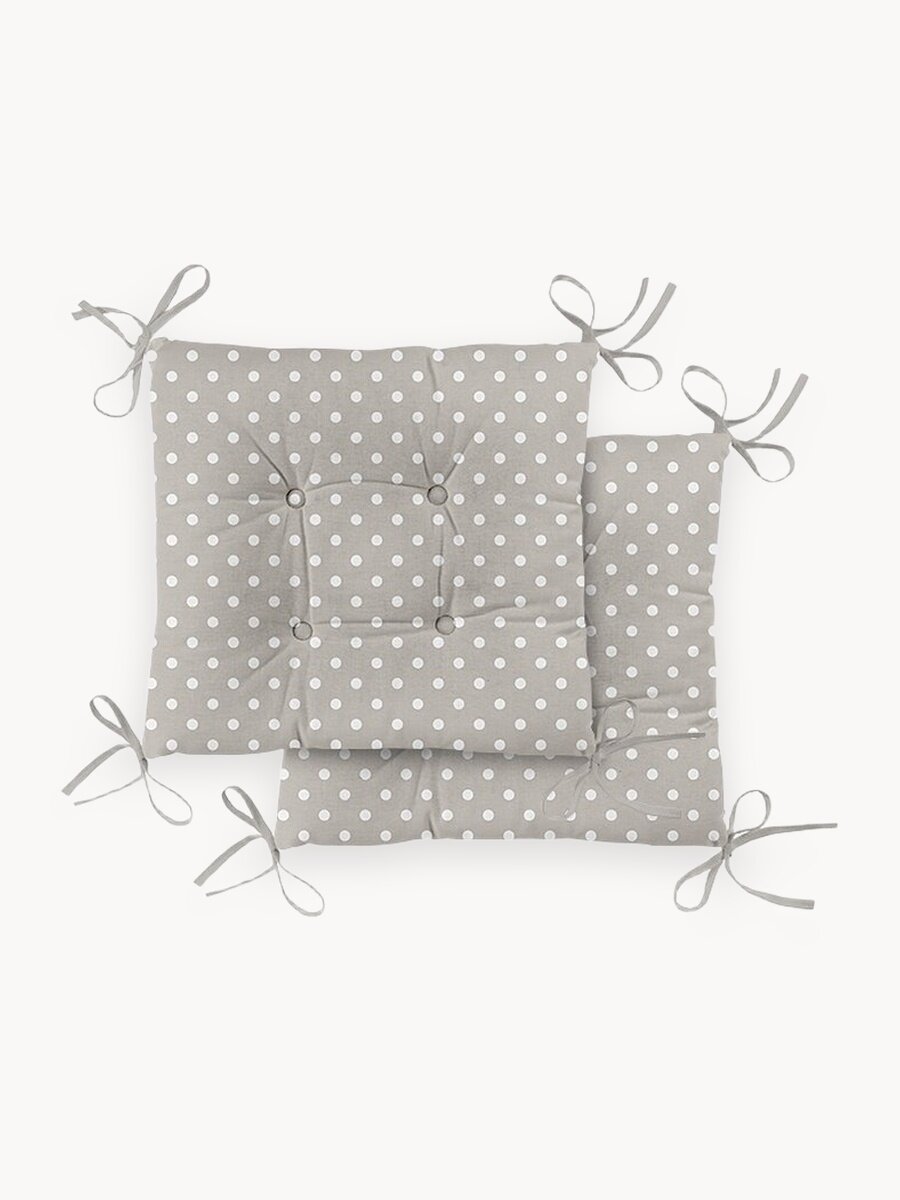 Подушка на стул с завязками квадратная 40х40 (2 шт.) "Mia Cara" рис 30394-1 Горох