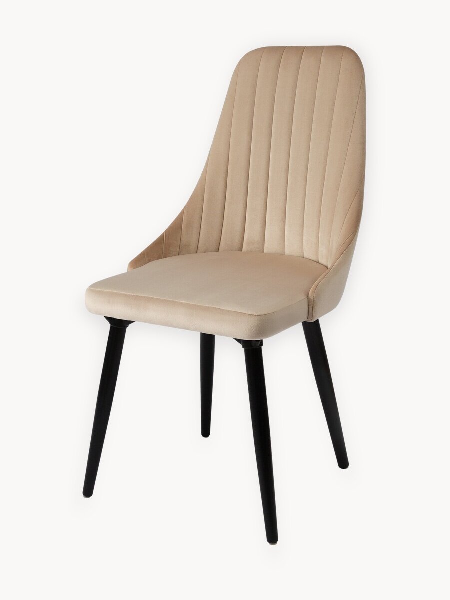 Стул кухонный мягкий со спинкой Лондон комплект 2 шт, кресло обеденное в гостиную, для кухни, бежевый вельвет Ами Мебель