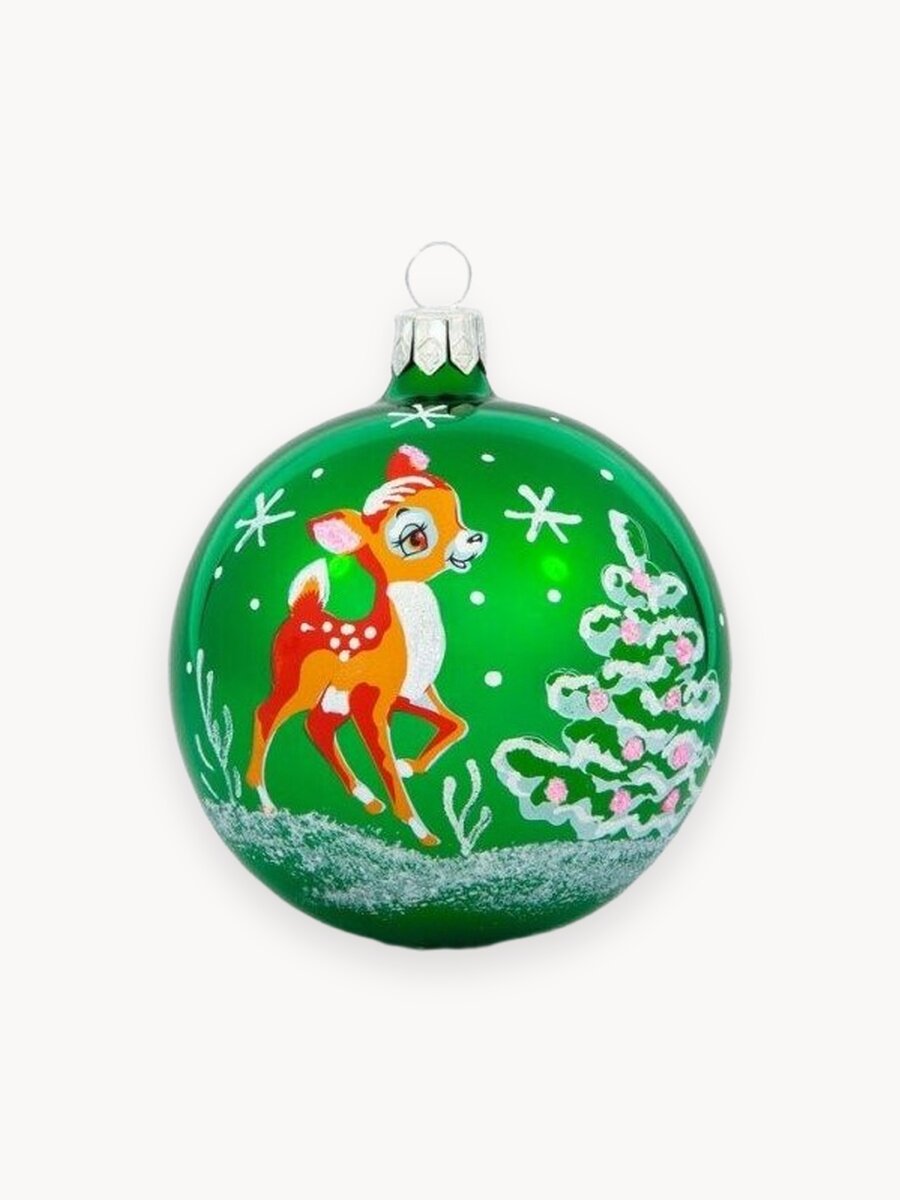 Ёлочный шар Олешка арт. C1310, цвет зеленый