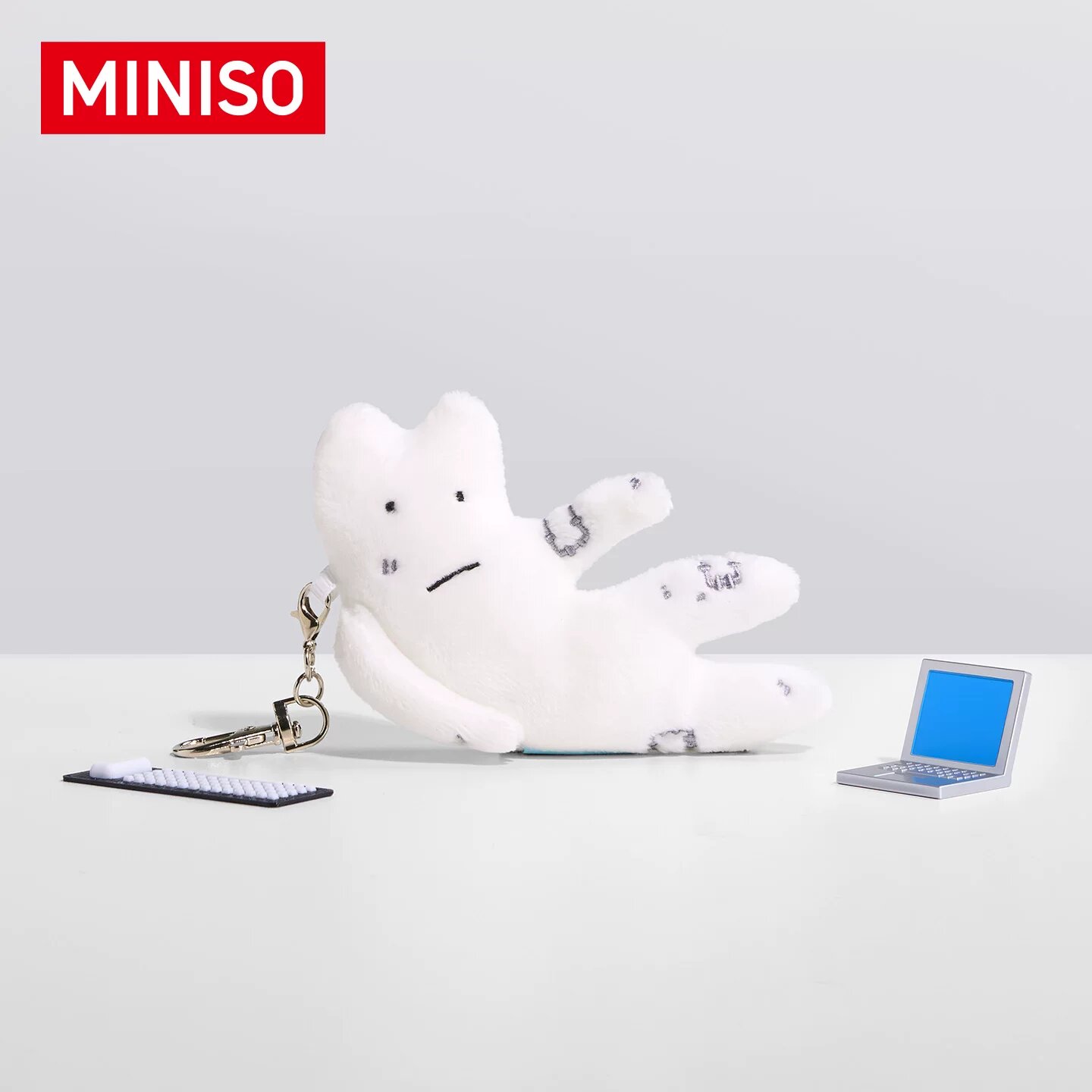 Плюшевый брелок-кошка MINISO, оригинальный брелок-мышь, забавная абстрактная игрушка от известного бренда Удлинённый