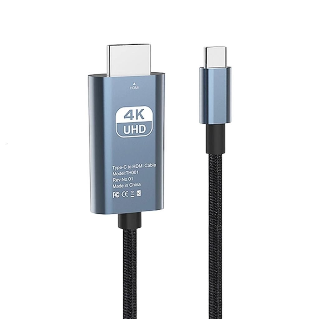 Кабель Type-C на HDMI, 4K UHD, модель TH001, металлический разъем, для телефона и ТВ, адаптер видео