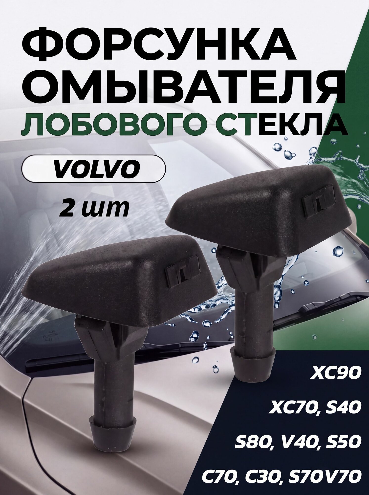 Форсунка омывателя стекла Volvo / Вольво, 2шт