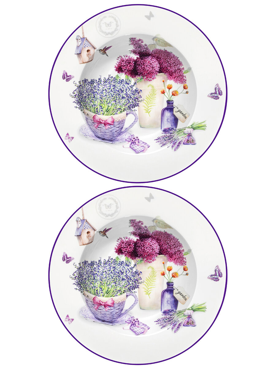 Набор 2 тарелок 400 мл 22х22х4 см Elan Gallery Лаванда, глубокие — фото 1