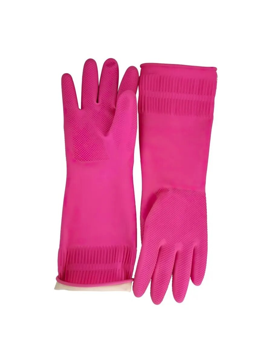 Перчатки латексные хозяйственные удлиненные, с манжетой