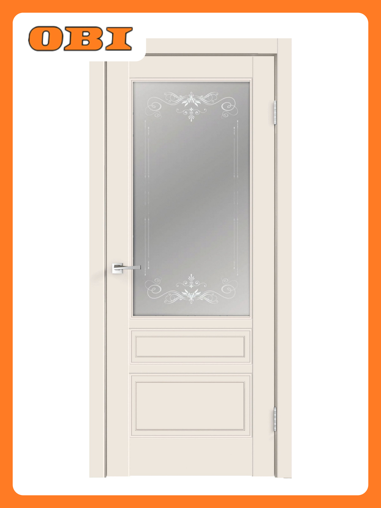 Межкомнатная дверь Аляска остекленная Слоновая кость 60х200 cм