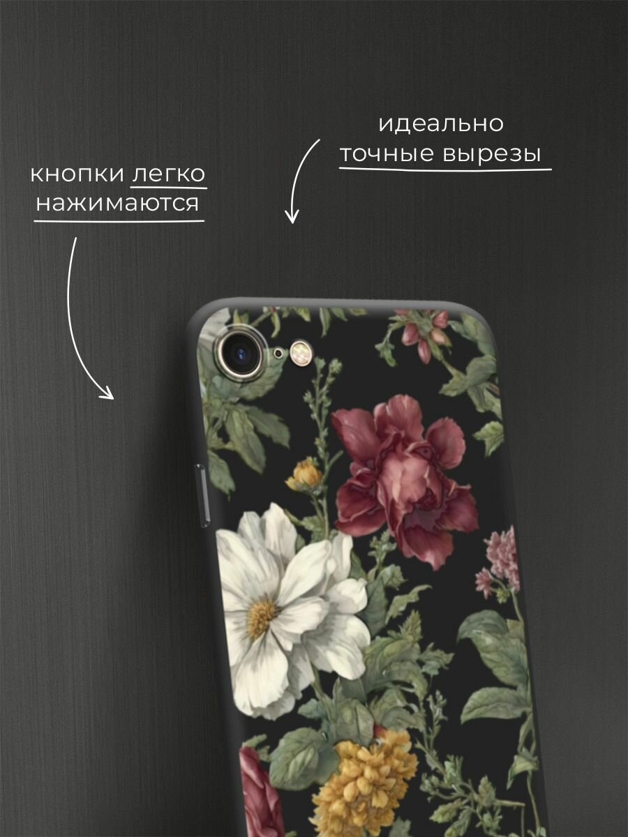 Чехол на Apple iPhone 7/8/SE 2020/SE 2022 / Айфон 7/Айфон 8 с принтом Акварельные красные цветы 2 — фото 1