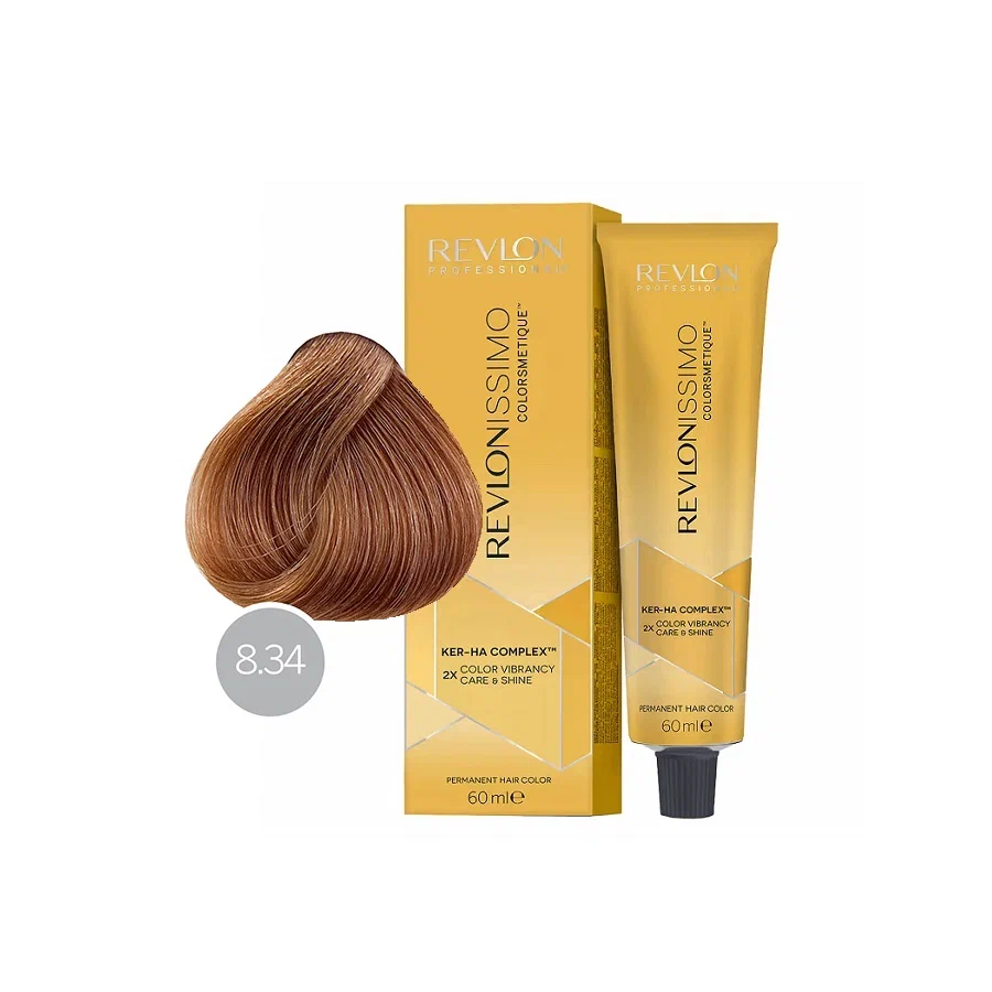 Revlon Краска для волос Revlonissimo № 8.34 Светлый Блондин Золотисто-Медный, 60 мл — фото 1