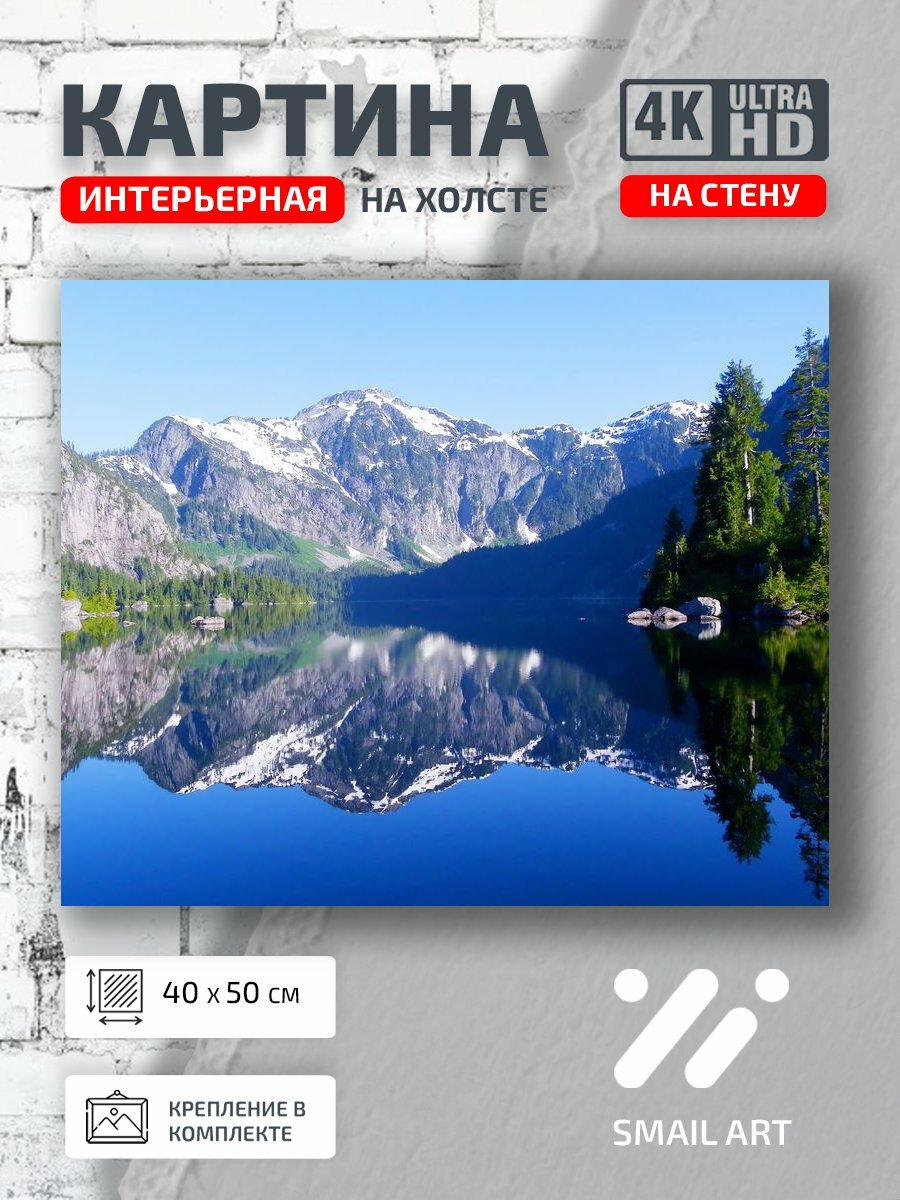 Картина на холсте интерьерная 40 на 50 на стену Озеро Landscape для кабинета пейзаж декор