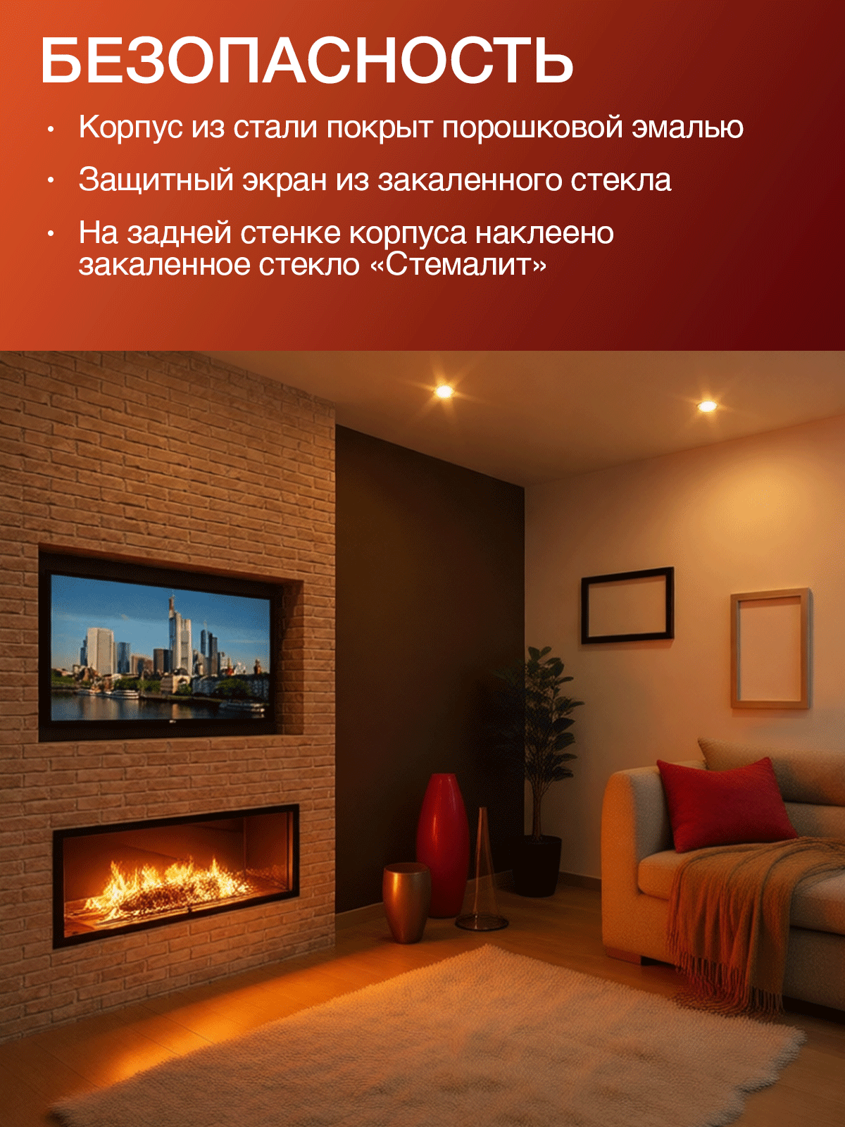 Биокамин Firelight "BFP/P-1015", встраиваемый, нержавеющая сталь — фото 1