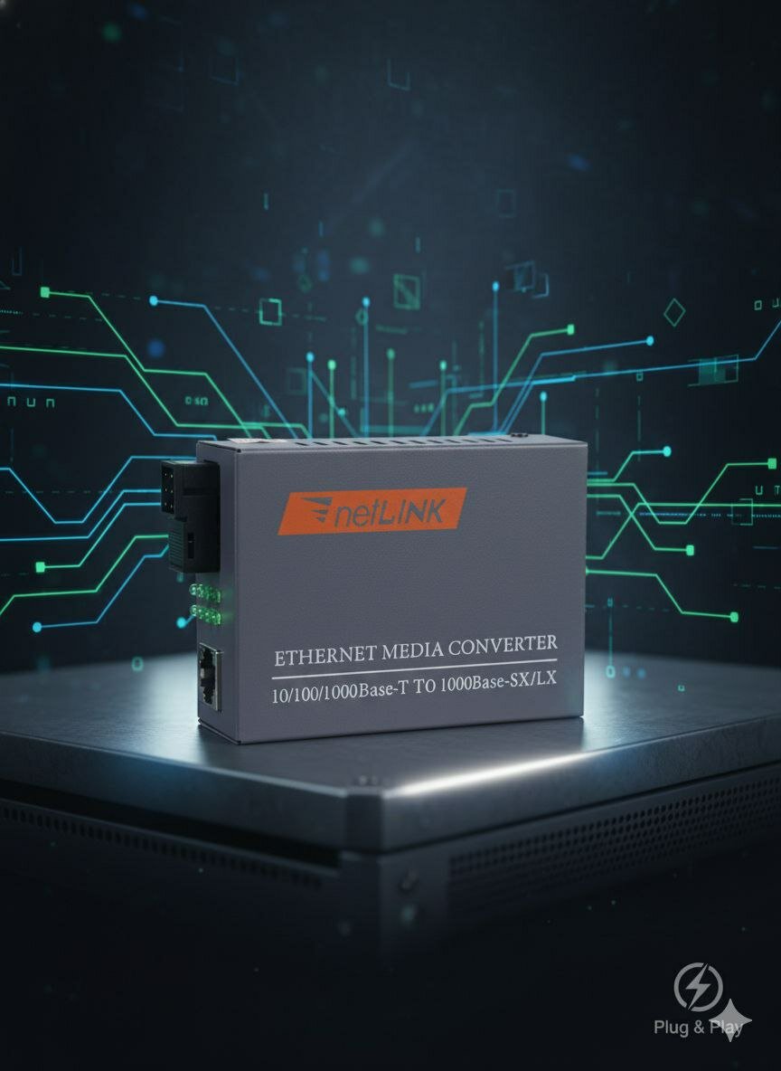 Гигабитный медиаконвертер Ethernet netLINK, RJ-45, поддержка 50мкм оптоволокно, 94,5х73х27 мм — фото 1