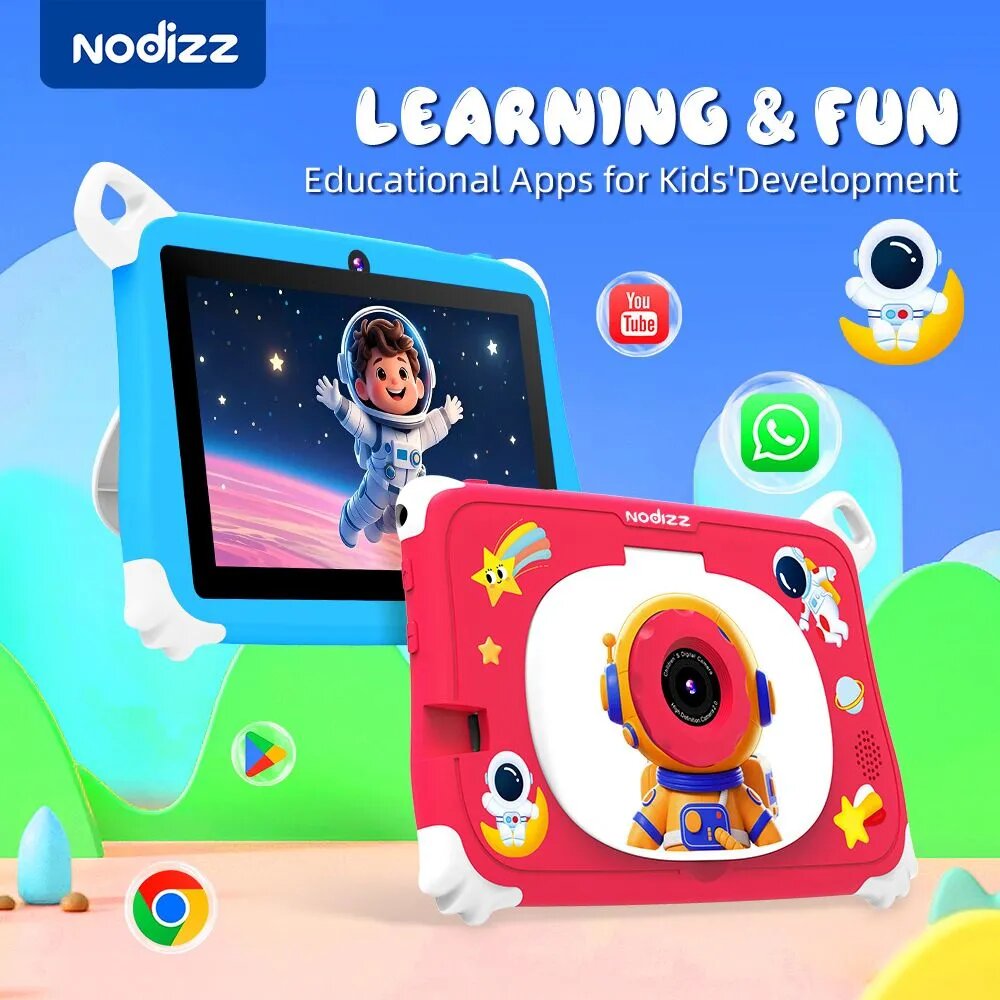 NODIZZ Bolalar Plansheti 7" 128 GB, nPad16/702/710/711, qulay va bardoshli