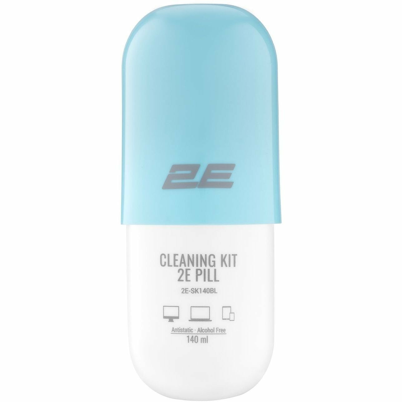 Набор для чистки 2E PILL для оргтехники (спрей 140 мл + салфетка), бело-синий