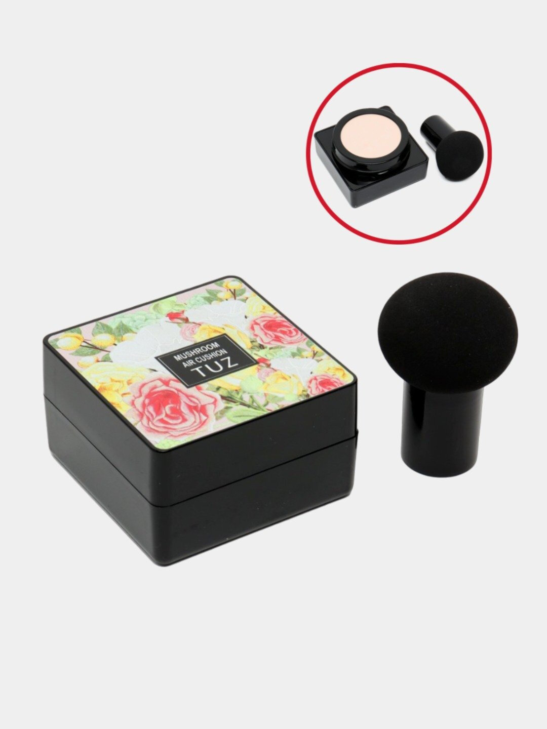 Тональный BB крем кушон TUZ Mushroom Air Cushion, для лица, пудра, увлажняющая, 12 г