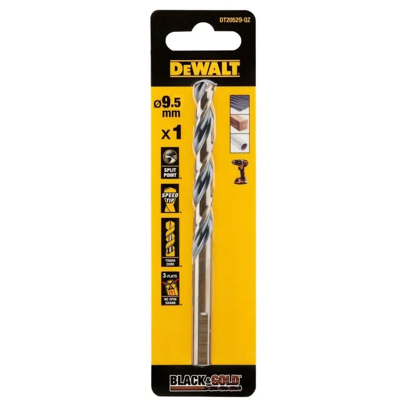 Сверло по металлу DeWalt Black&Gold HSS 9.5мм DT20529-QZ