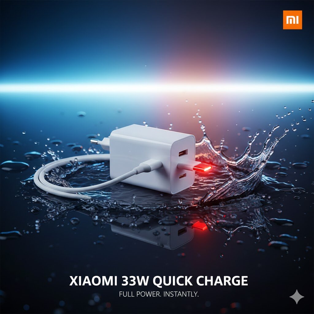 Быстрое зарядное устройство Xiaomi Redmi, 33 Вт, Quick Charge 3.0, с кабелем USB - Type-C — фото 1