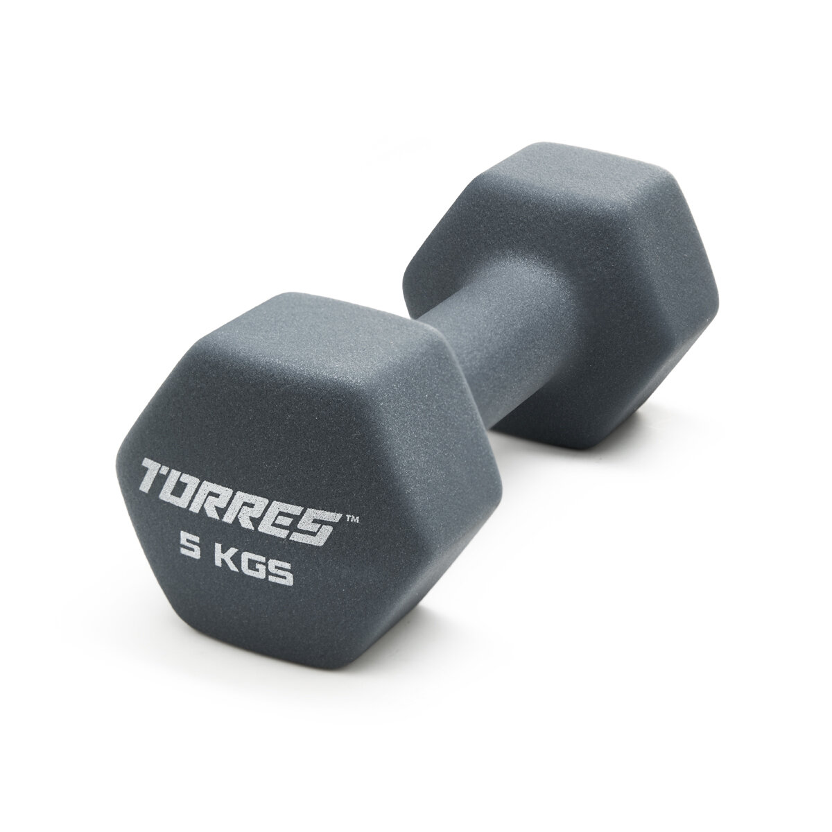 Гантель неопреновая TORRES 1 шт, 5 кг, гексагональная, металлическая