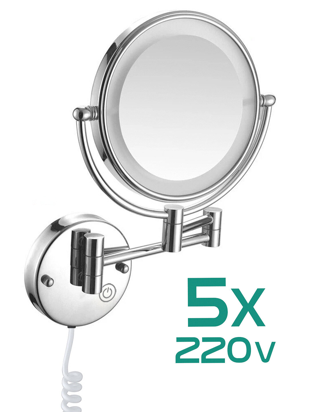 Зеркало настенное LaiM, с подсветкой и 1X/5X увеличением, 220В
