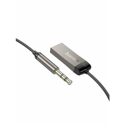 фото Адаптер bluetooth в авто hoco e78 (aux 3.5-3.5) с микрофоном, черный / ресивер блютуз-aux проигрыватель hoco.