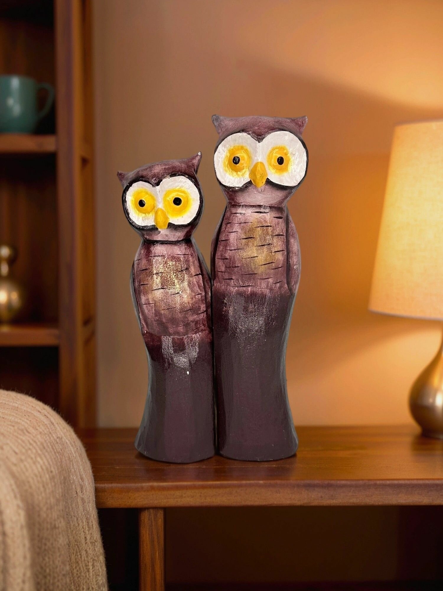 Статуэтка Сова, набор из 2-х статуэток, материал дерево, Индонезия — фото 1