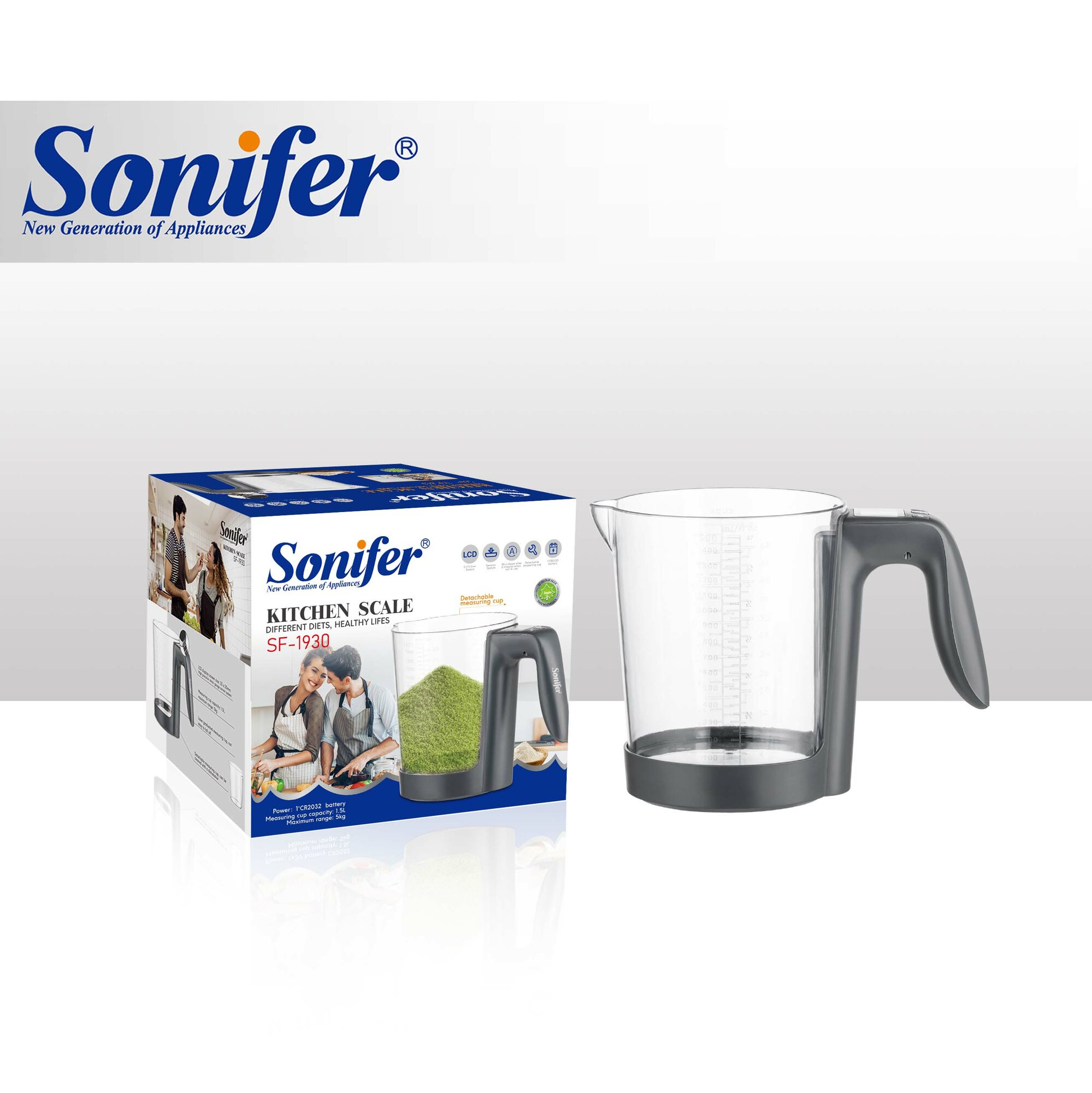 Sonifer SF‑1930 — это цифровые кухонные весы с мерным стаканом (комбинированная электронная шкала) — фото 1