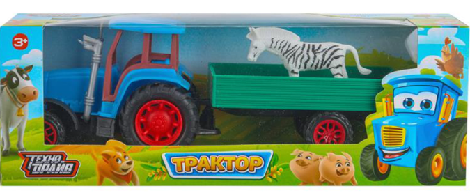 Игрушка Синий трактор с прицепом + животное в подарок без батареек 3+ — фото 1