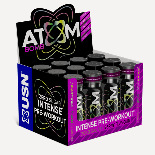Изображение товара USN Atom Bomb Shot Предтренировочный комплекс 12 шт по 60 мл со вкусом ягод