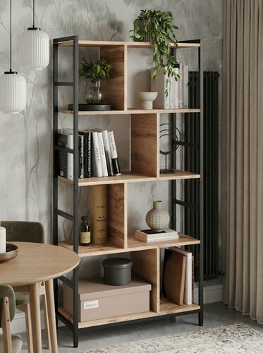 Изображение товара Стеллаж в стиле лофт напольный металлический, 5 полок, 156 см x 75 см