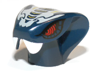 Minifigure, Head, Modified Snake with Light Bluish Gray and Yellow Scales Pattern (Mezmo), 98150pb02 Dark Blue U