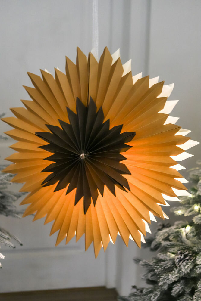 Подвесное светящееся украшение кетлин, бумага, 6 тёплых белых LED-огней, 60 см, таймер, батарейки, Кэминг (Kaemingk).