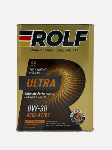 Изображение товара Масло моторное ROLF Ultra S9 0W-30 A7/B7 SP, 4 литра, синтетическое