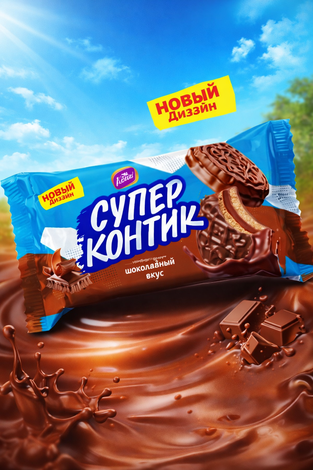 Десертный батончик «SuperKontik», с шоколадной начинкой, бренд