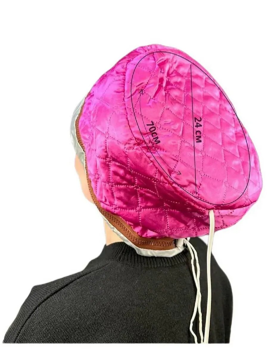 Термошапка для волос и спа-процедур, малиновая — фото 1