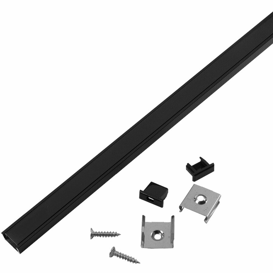 General Lighting Systems Профиль General GAL-GLS-2000-7-16-B-B черный (2м профиль+черн. рассеиватель+ 2 заглушки + 4скобы с шурупами) 523330