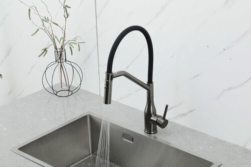 Изображение товара Смеситель для кухни Gappo G4098-19 с гибким изливом, латунь, оружейная сталь