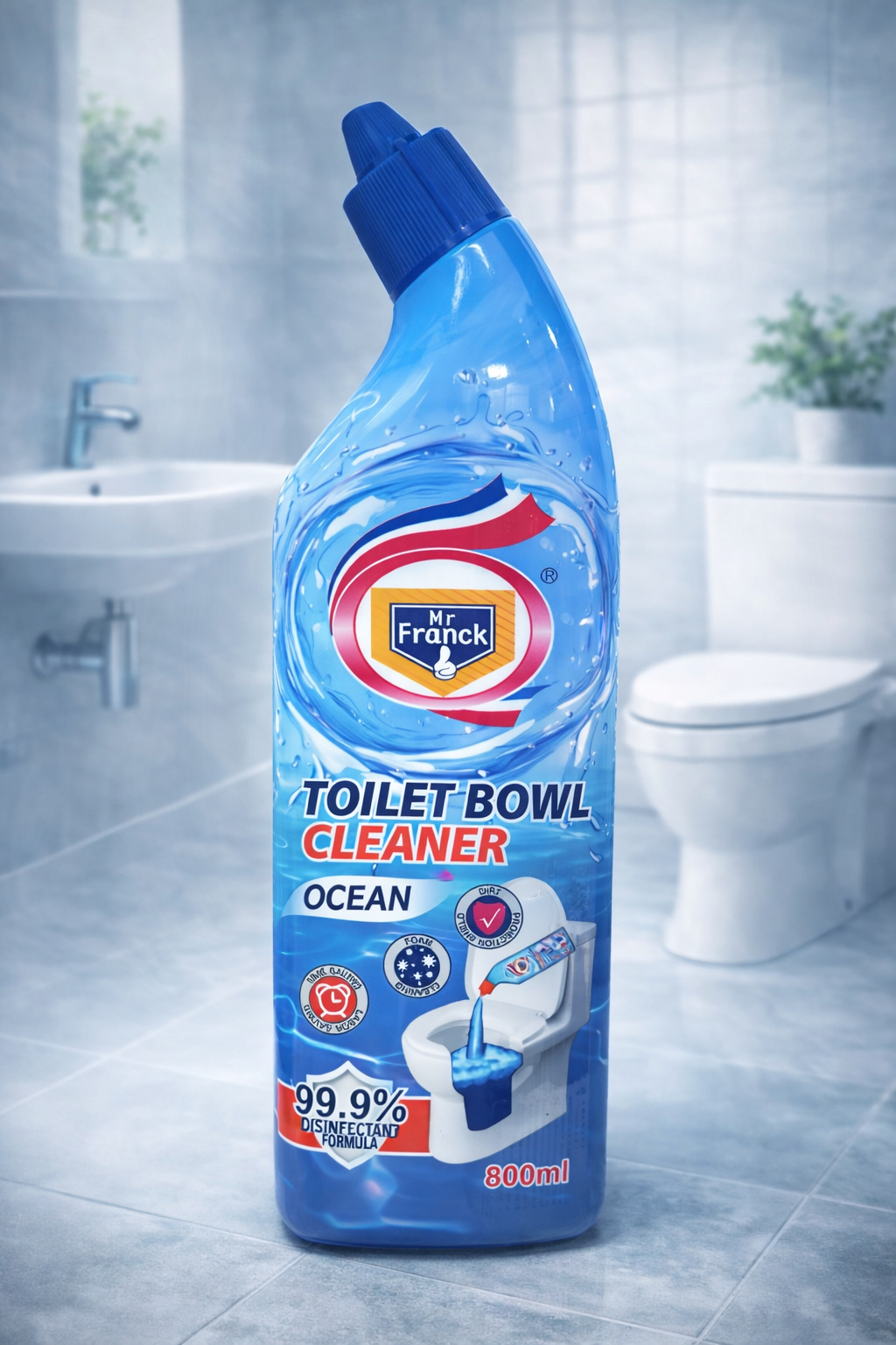Mr Franck Toilet Bowl Cleaner Ocean 800 мл — мощный гель для глубокой очистки и дезинфекции унитаза