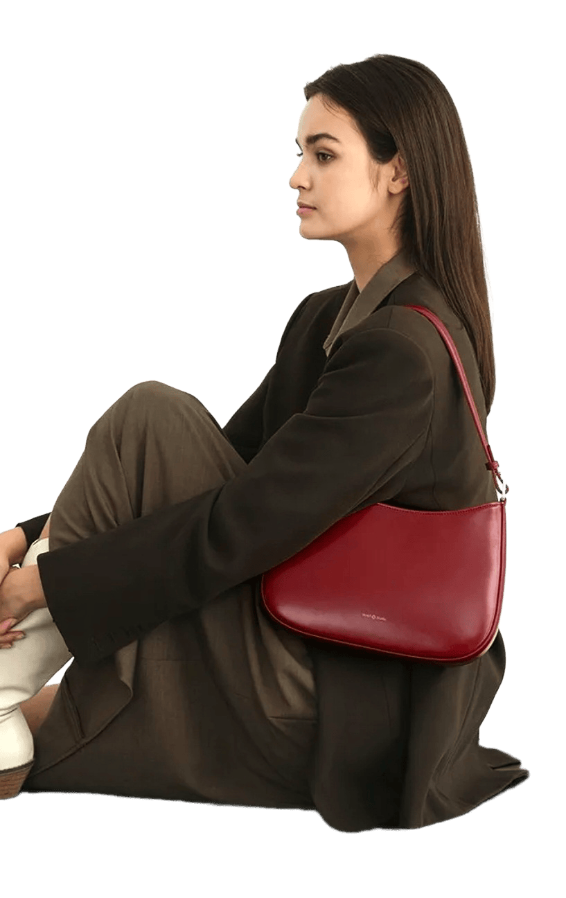 Сумка багет Carnival Keep из натуральной кожи, Carnival Keep, фактура гладкая, красный — фото 1