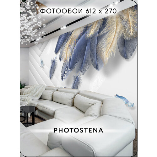 фото Фотообои 3д на стену флизелиновые встык photostena перья и птицы 6,12 x 2,7 м 16,52 м2