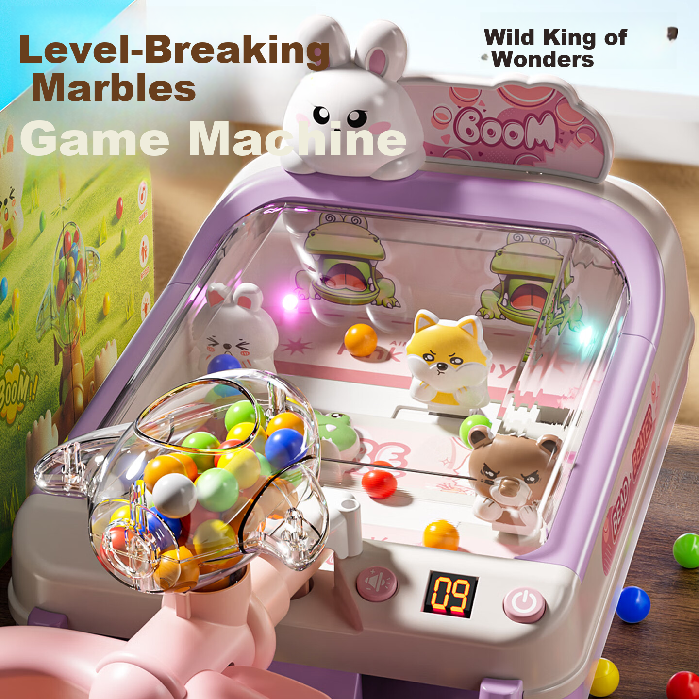 Детская игра с шариками-марбле для обучения 3-6 лет Настольная игра в подарок девочкам Цвет：Механизм с кроликом и