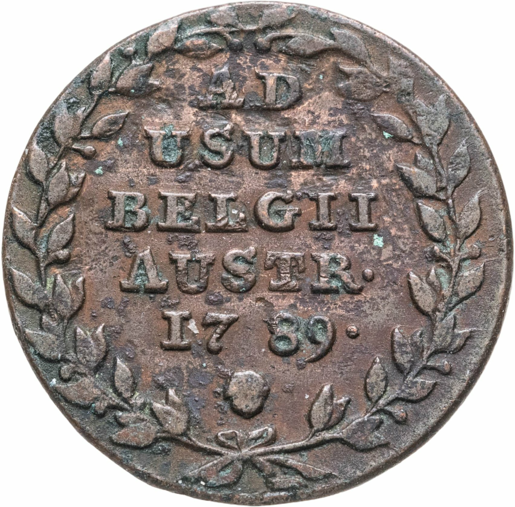 Австрийские Нидерланды 1 лиард liard 1789 Иосиф II, Медь, в сохранности F-VF
